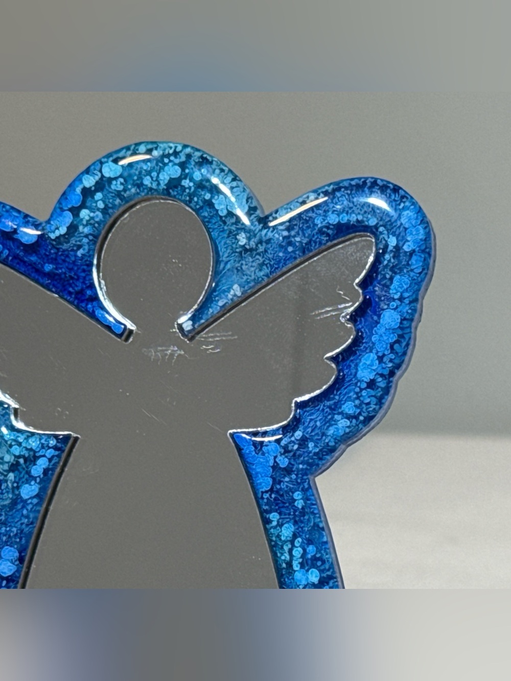 Handmade Blue Resin Angel Mirror | Glitter Decorative Mirror - Picture 5 of 6